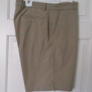 Pebble Beach Mens Flat Front Khaki Tan Stretch 5-Pocket Golf Short Pant-Size 36W